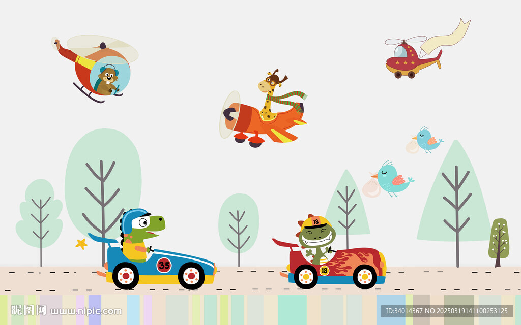 卡通儿童房背景墙