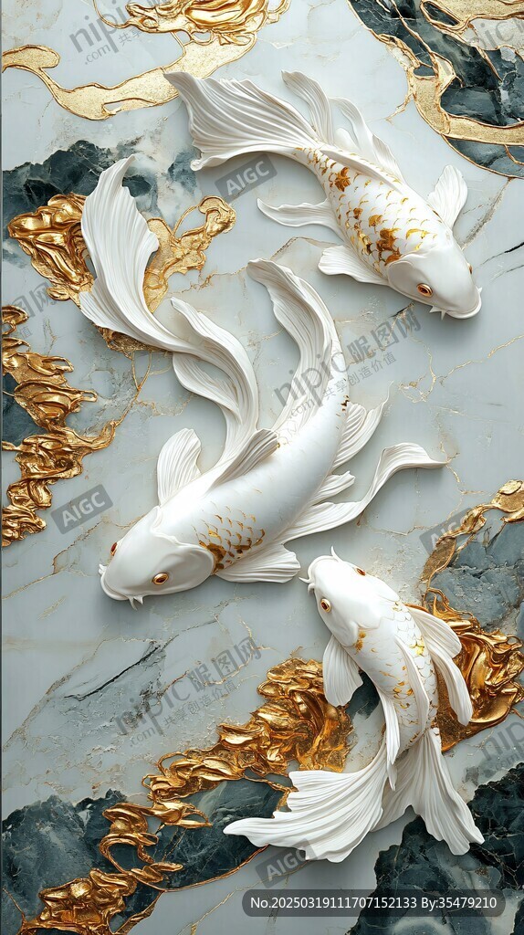 金鳞白鲤 石材上的艺术