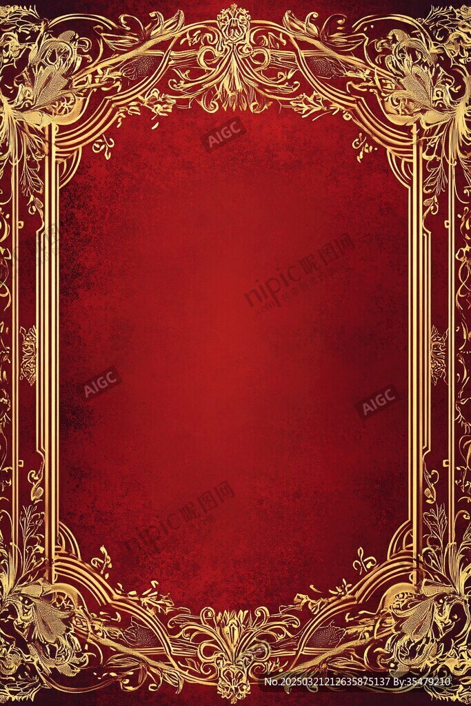 金色边框红色背景