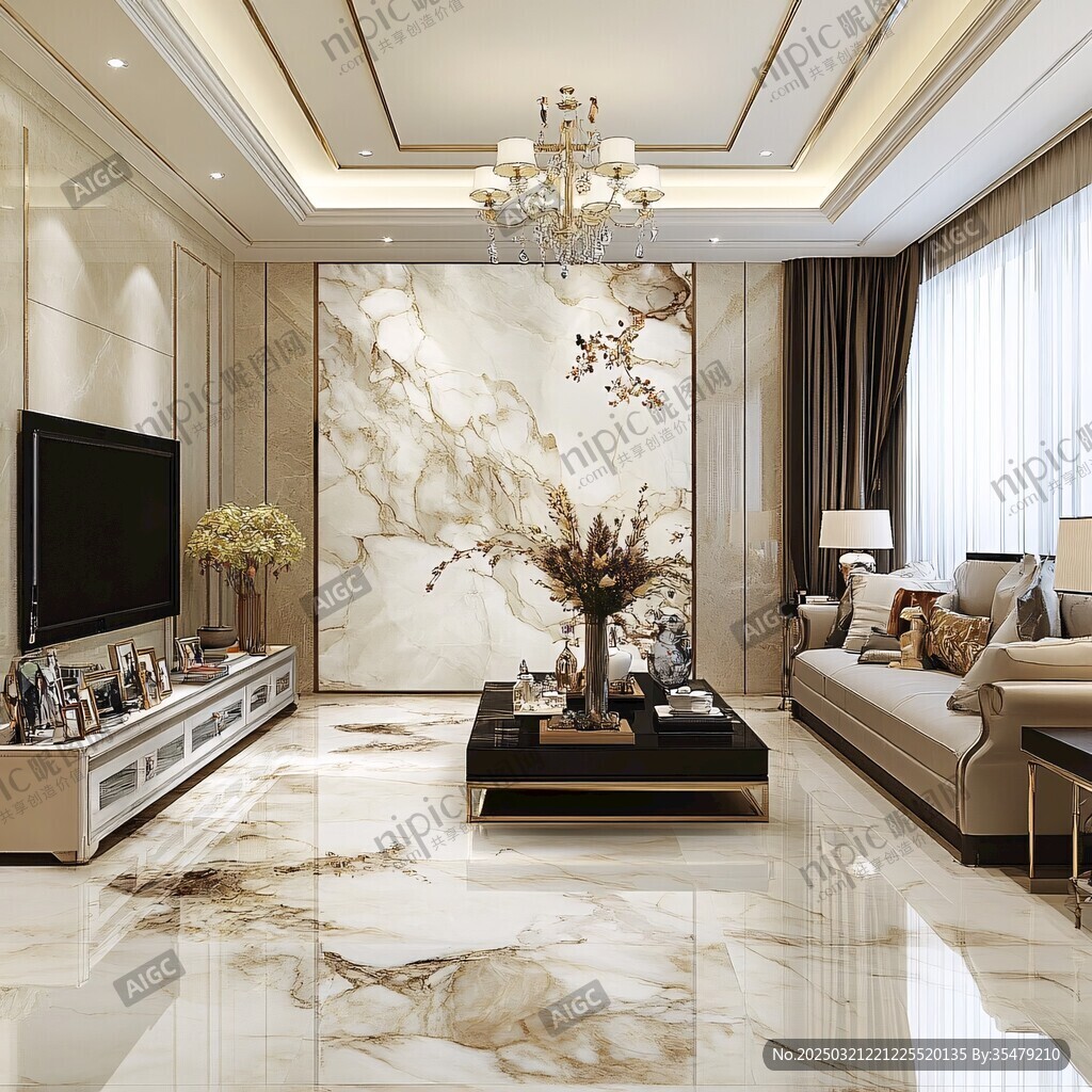 豪华客厅 marble装饰 舒适沙发