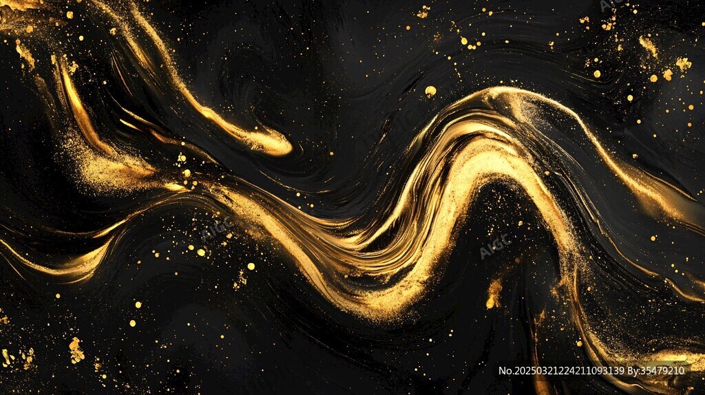 金色漩涡抽象画