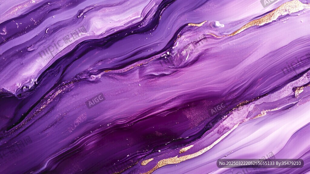 紫色大理石纹理与金色点缀
