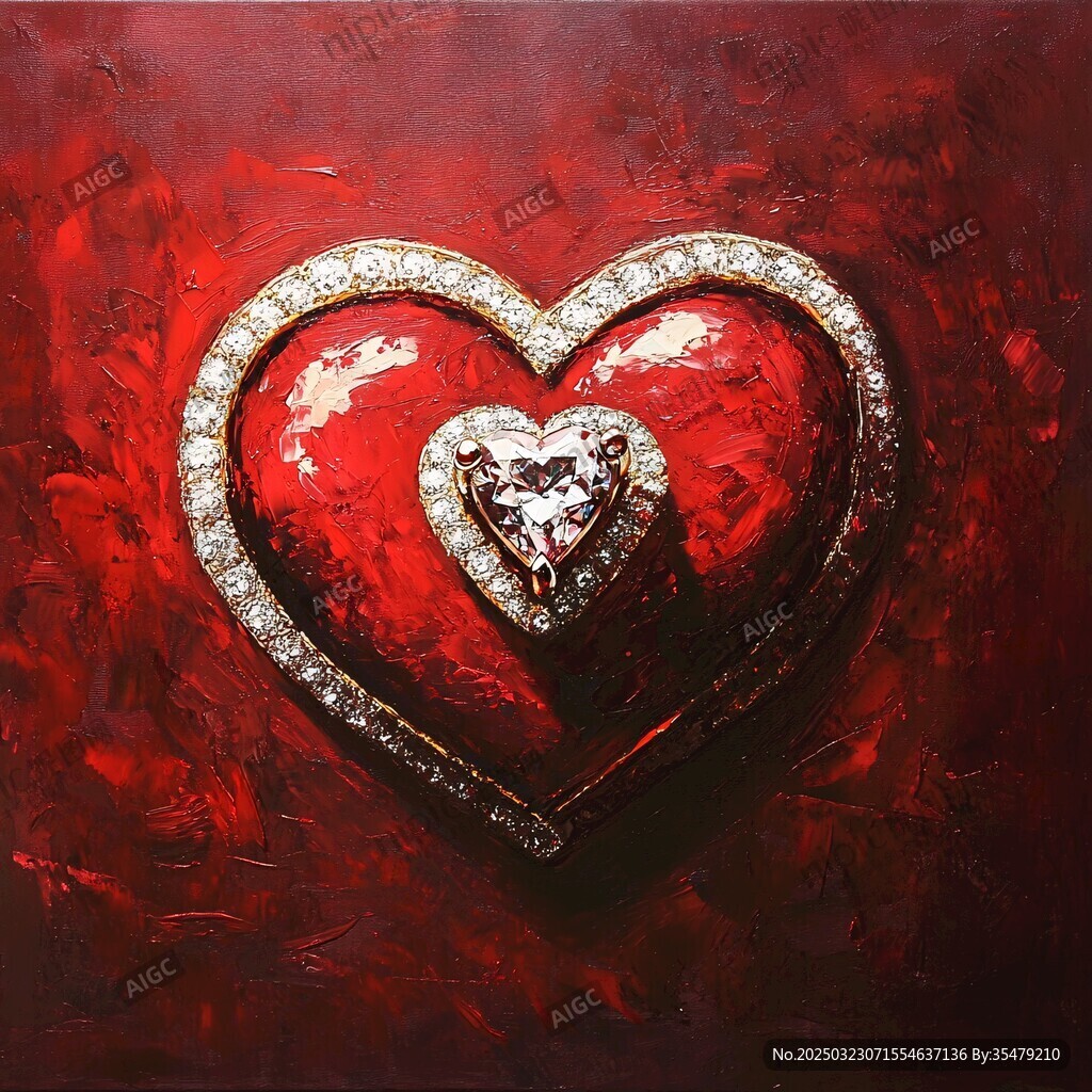 奢华红心 钻石镶嵌 富丽堂皇