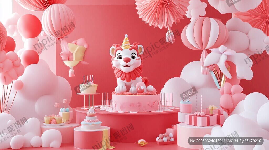 粉色派对生日场景