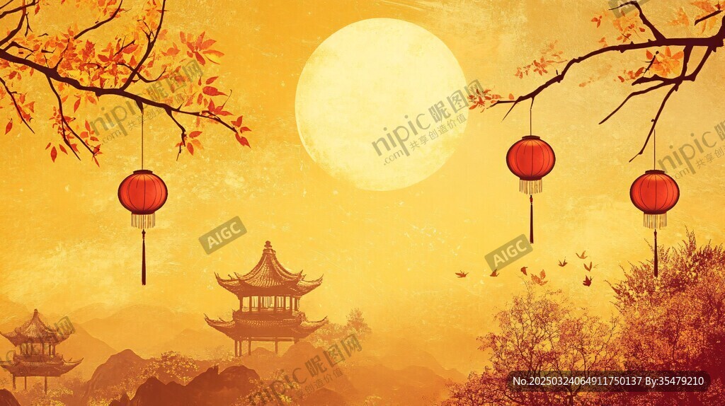 金秋月圆中国风