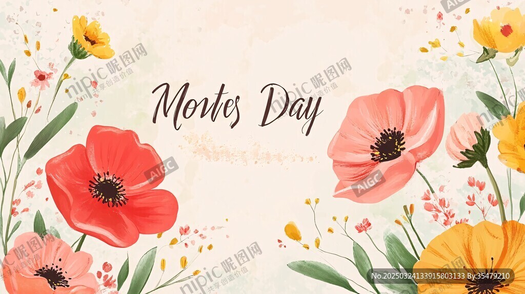 蒙斯节花卉背景图