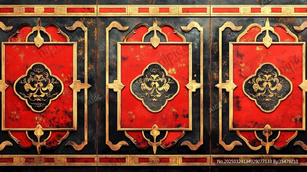 古典红金装饰面板纹理