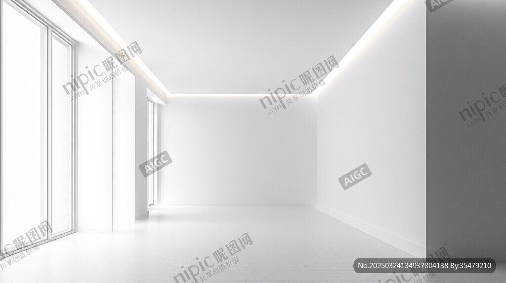 极简空旷的白色现代空间