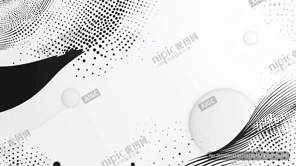 黑白抽象动感波点背景图