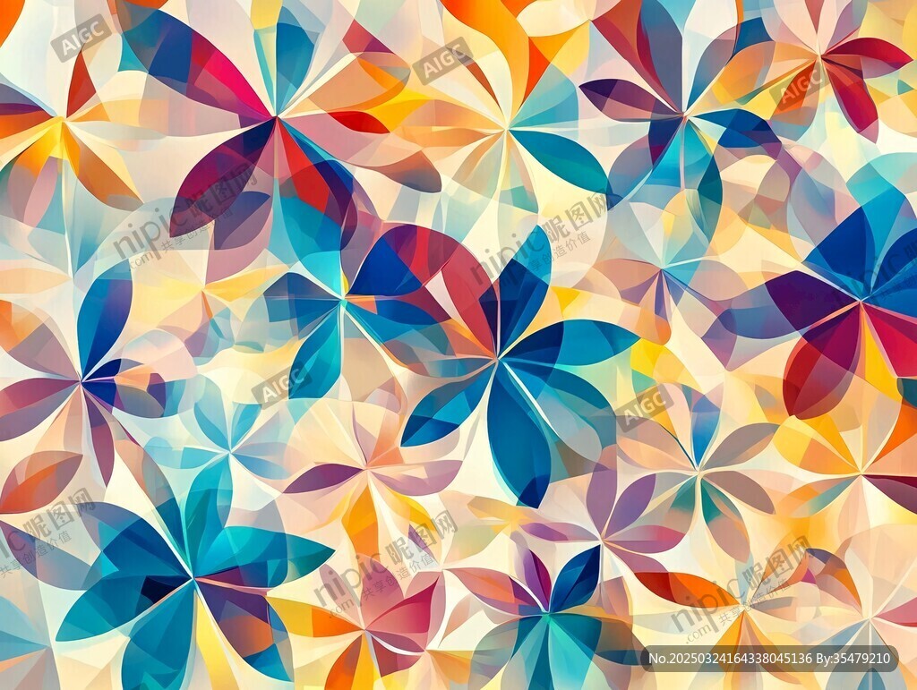 多彩几何花朵抽象背景图
