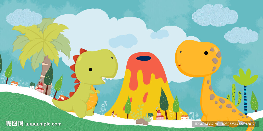 卡通恐龙背景墙