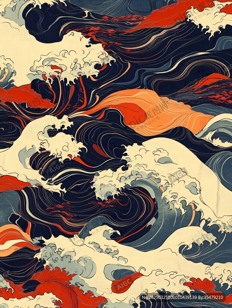 海浪涌动的绚丽艺术图案