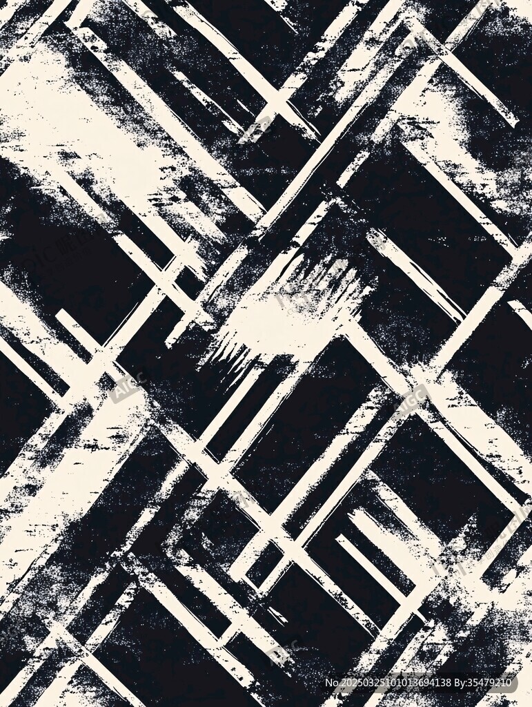 黑白几何笔触纹理图案
