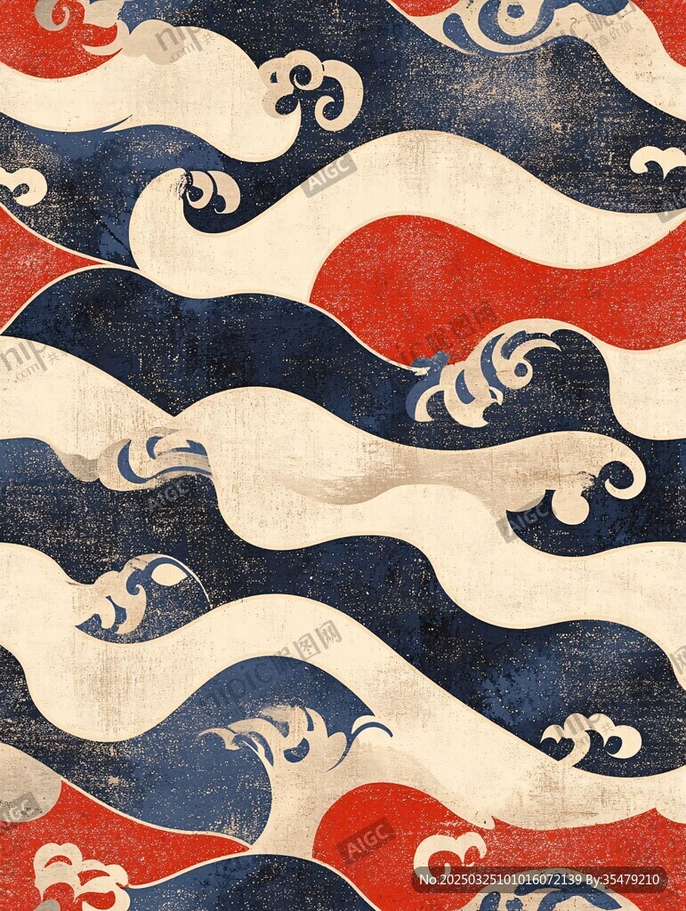 传统海浪纹复古图案设计