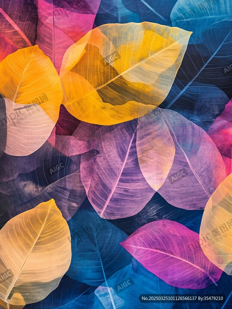 梦幻多彩叶脉纹理图案