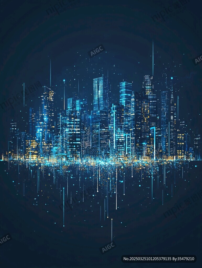 未来科技感的数字城市夜景