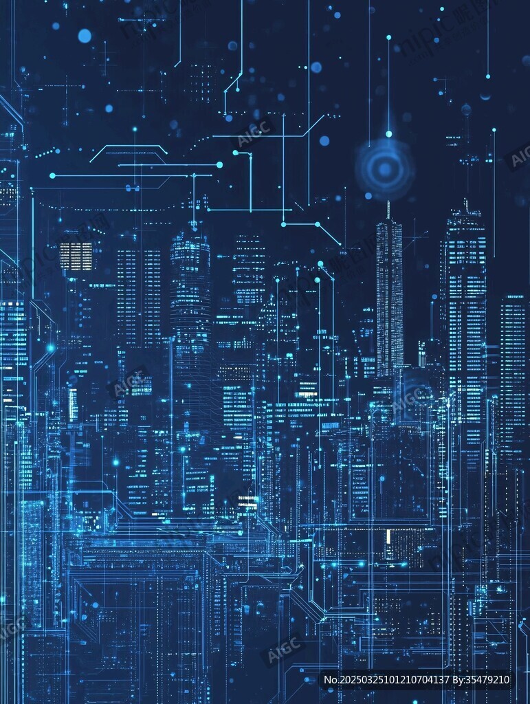 科技都市 未来感电路城市图景