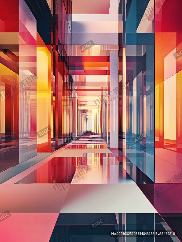 绚丽多彩的几何光影空间