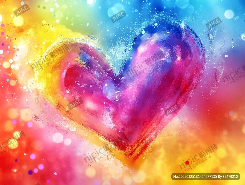 梦幻炫彩爱心背景图