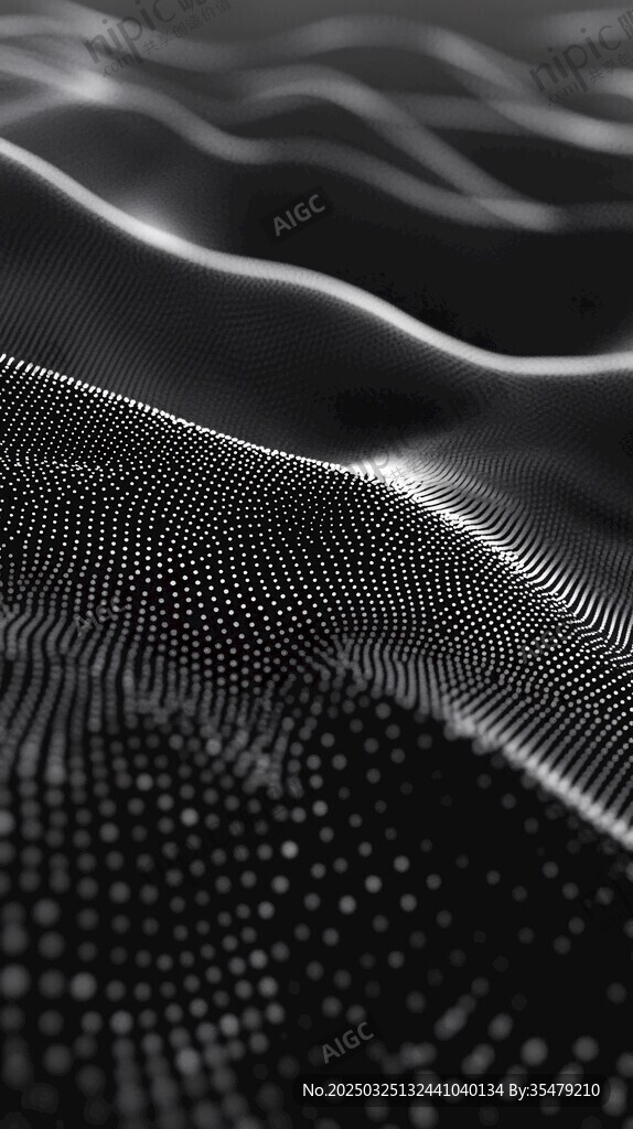 黑白粒子构成的波动画面