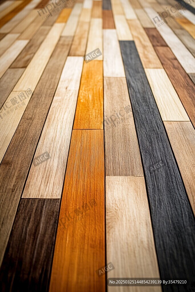 多彩拼接木地板纹理特写
