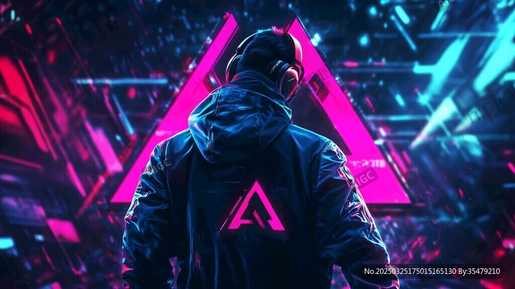 赛博风格的炫酷音乐爱好者