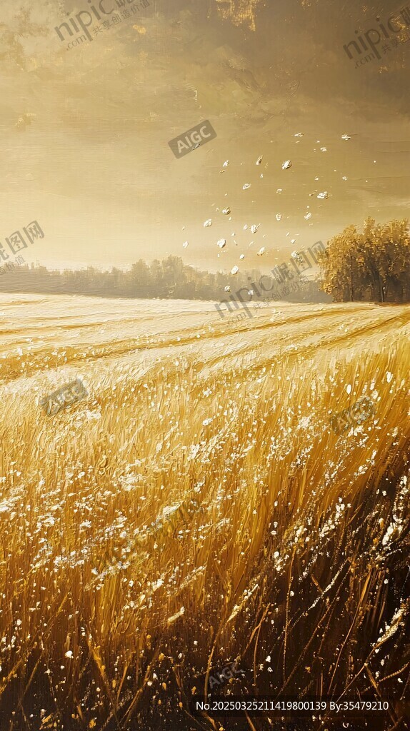金色麦田飞鸟秋日美景