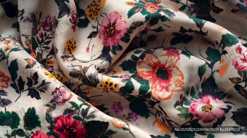 多彩花卉图案柔软织物