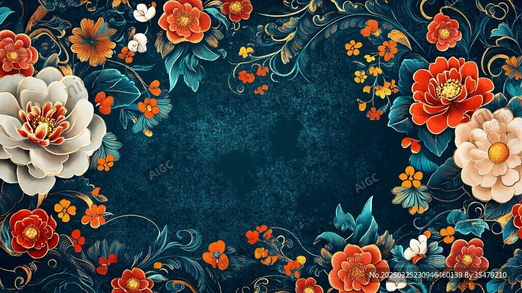 中式繁花背景图