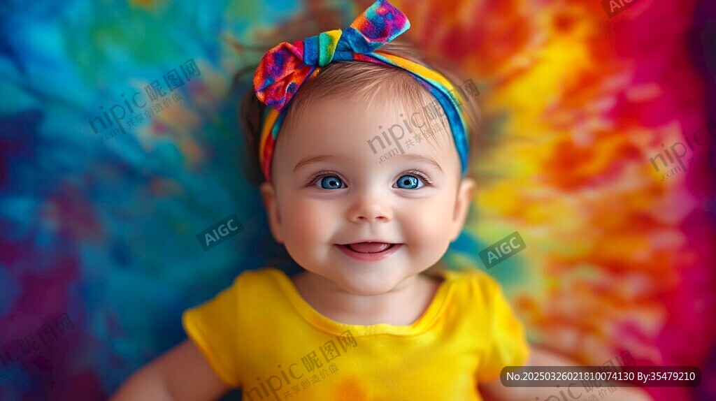 彩色背景下的可爱微笑宝宝