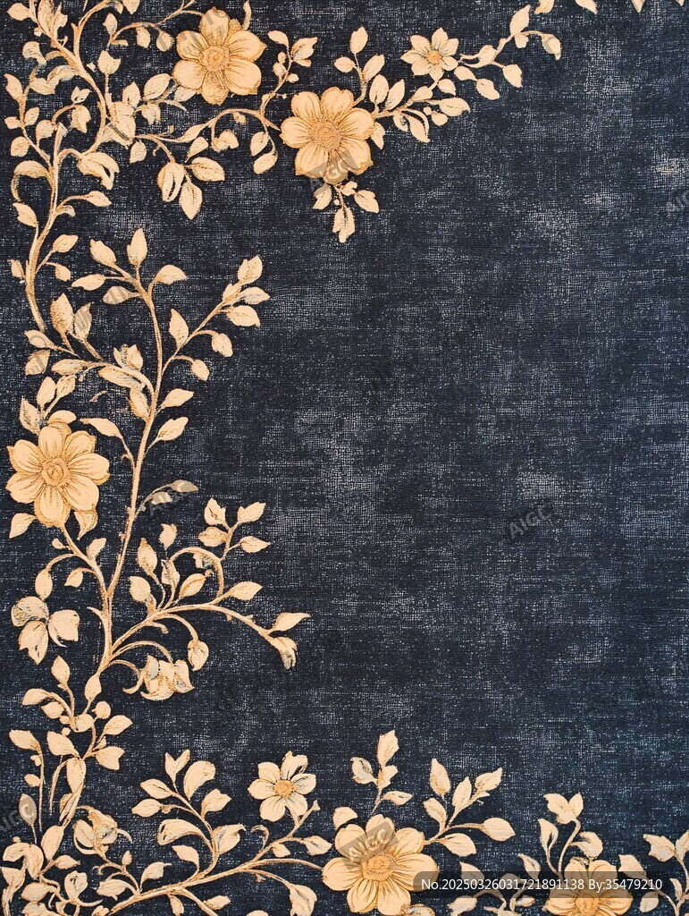 复古花卉边框纹理背景图