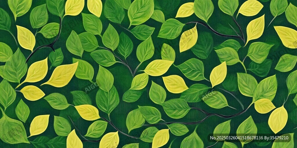 清新绿叶无缝背景图案