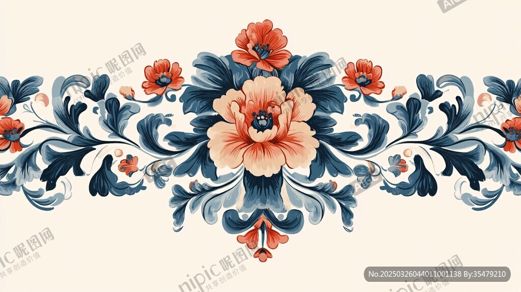 中式花卉边框图案设计