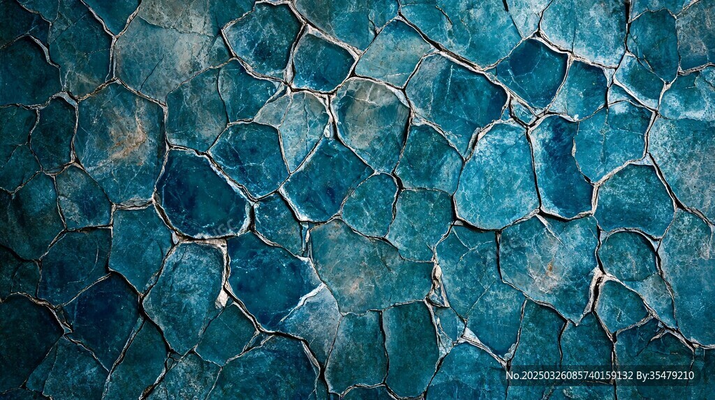 蓝绿色碎瓷片墙面纹理