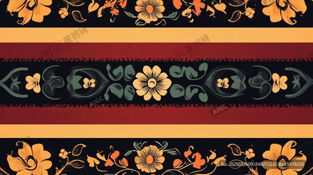 复古花卉图案装饰条