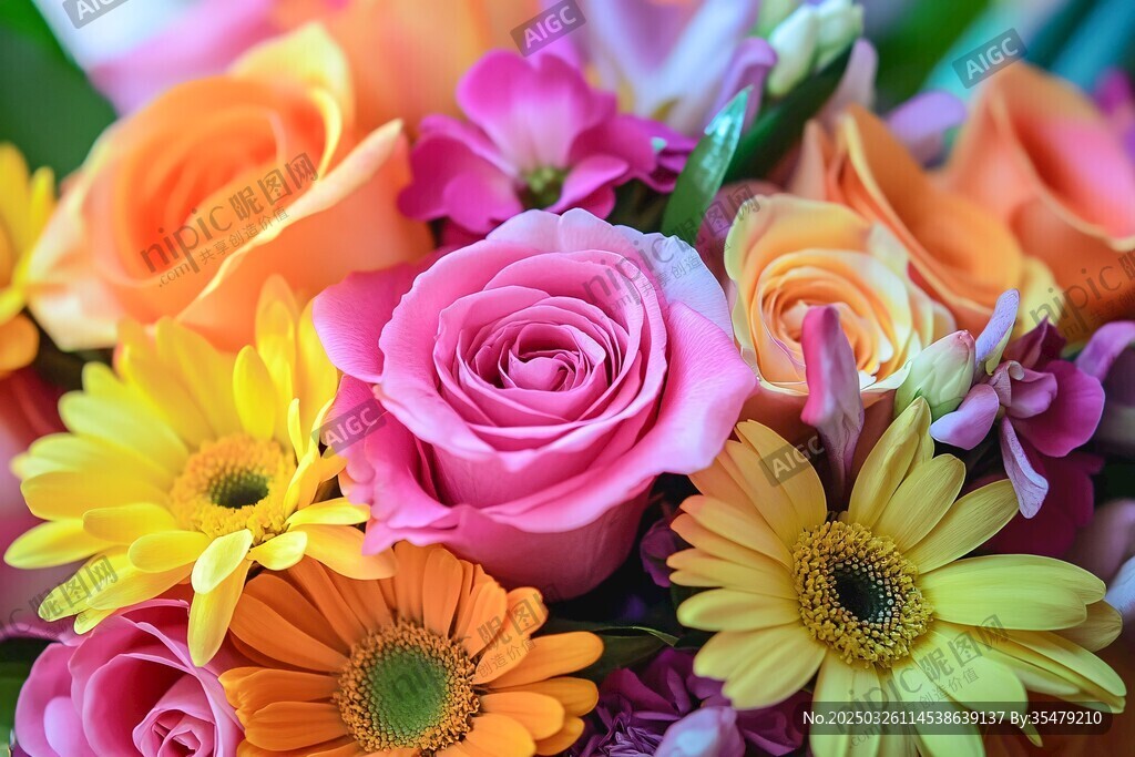 多彩鲜花绽放的美丽瞬间