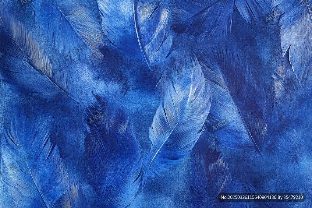 梦幻蓝色羽毛纹理背景图