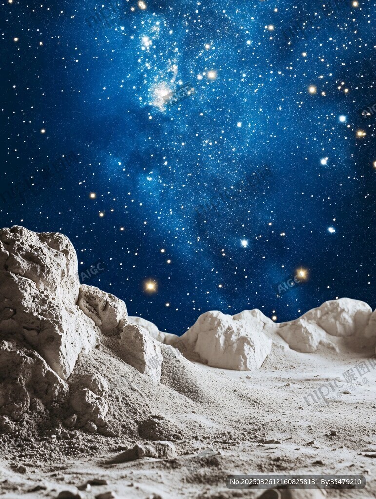 梦幻星空下的月球地貌