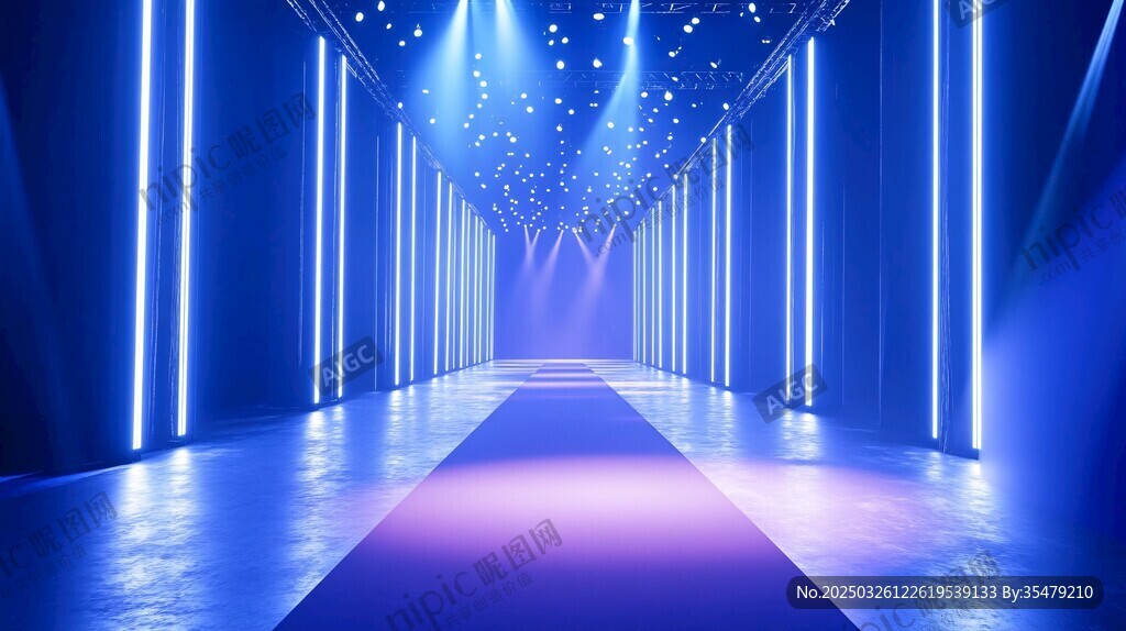 梦幻蓝色灯光时尚走秀通道