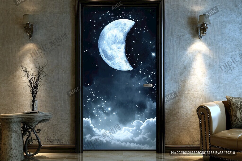 梦幻星空月亮入户门装饰