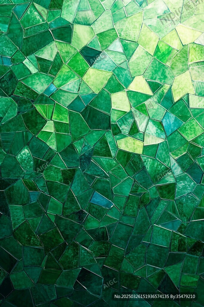 绿色碎玻璃马赛克背景图