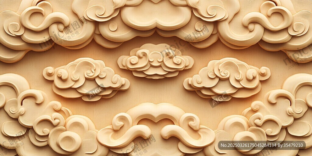 中式浮雕祥云图案纹理