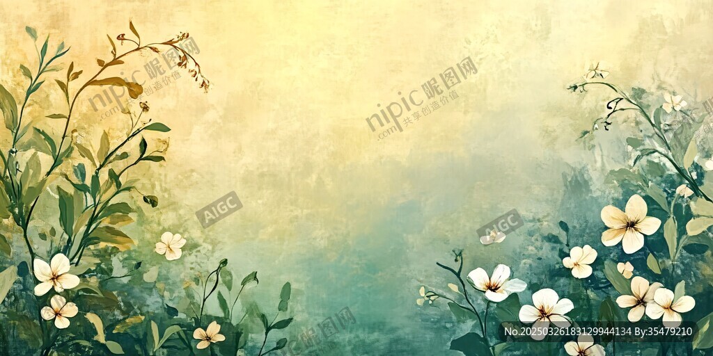 梦幻花卉田园背景画面