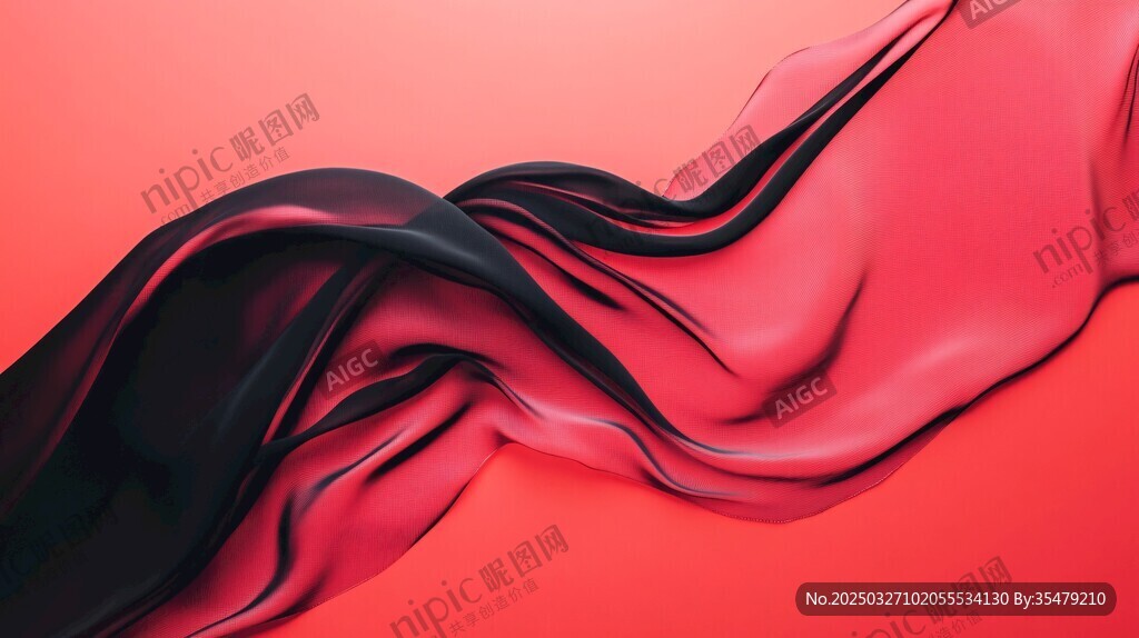 红黑飘带舞动的绚丽瞬间