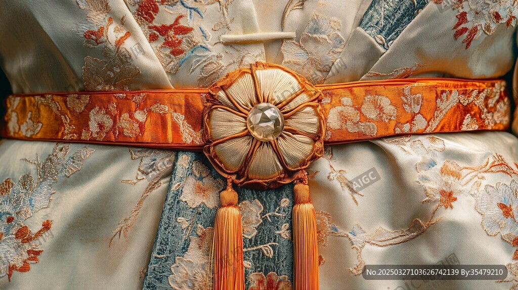 中式华服腰饰精美细节