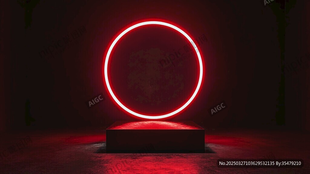 红色霓虹圆环展示台