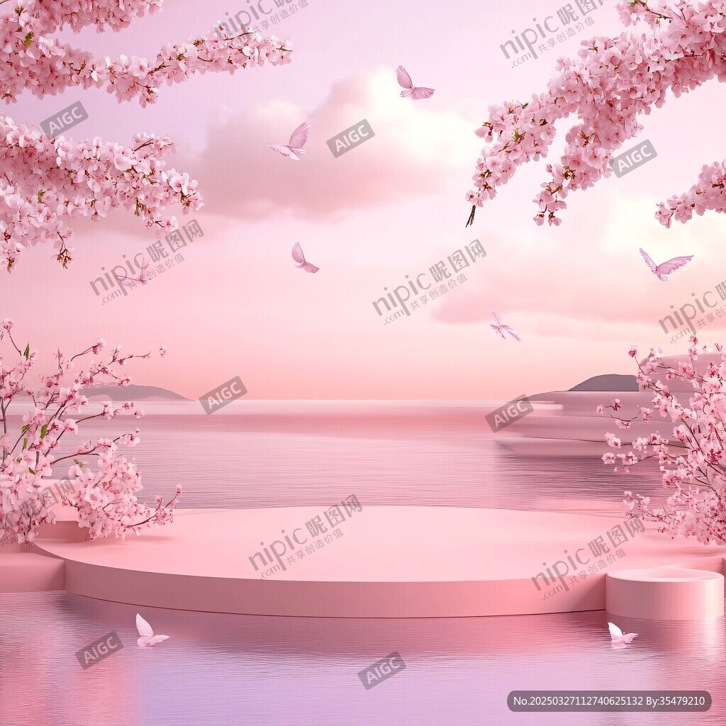 梦幻粉色樱花展示场景