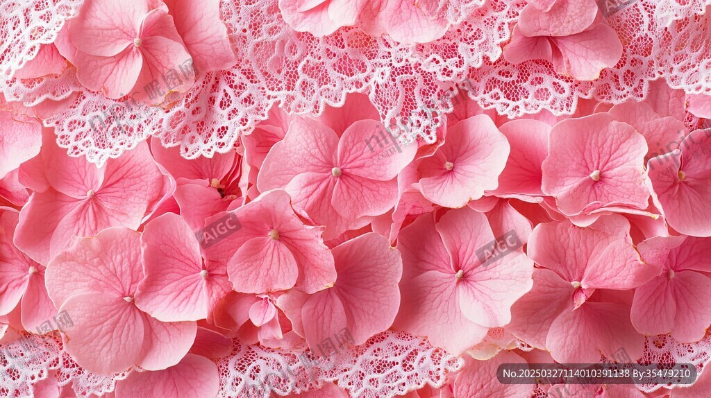 粉色绣球与蕾丝梦幻组合