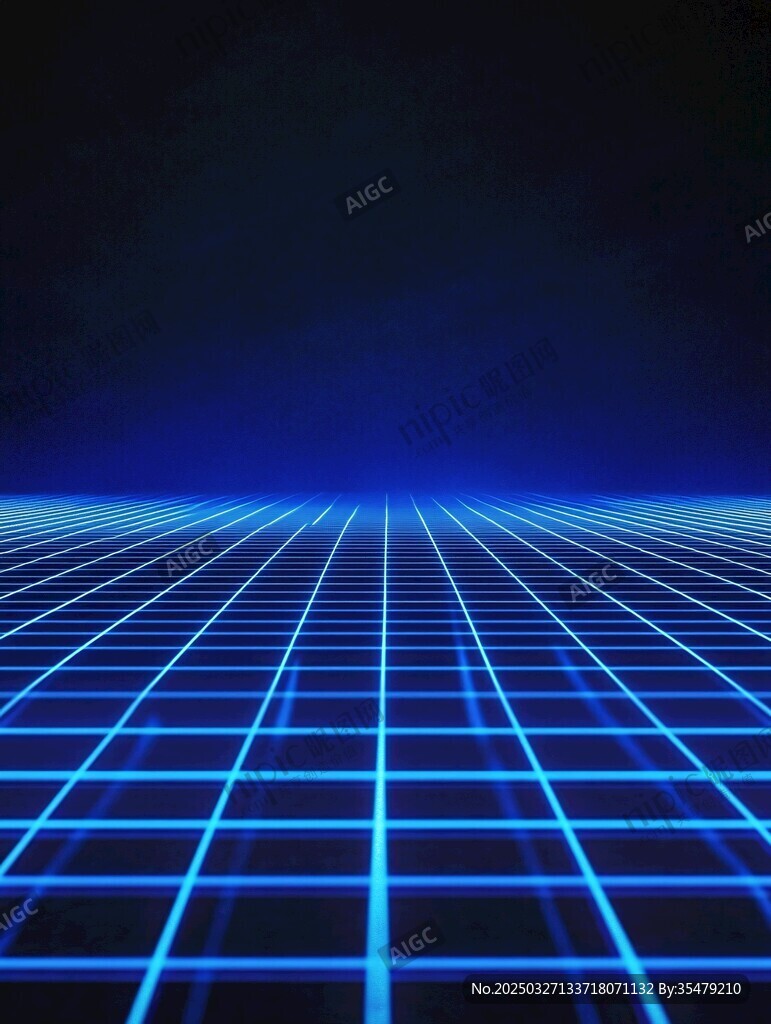蓝色网格科技感背景画面