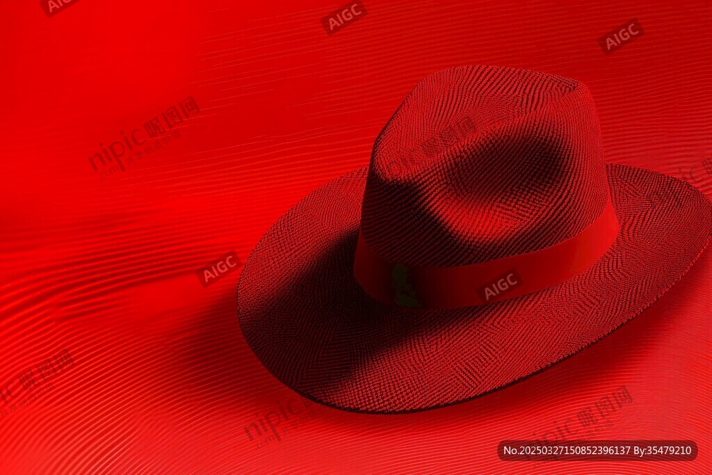 红色背景下的时尚绅士帽